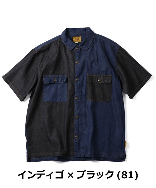 シャツ メンズ 春夏 gym master ジムマスター 半袖デニムシャツ G721751 ライトデニム ヒッコリー コットン カジュアル | gym master | 05