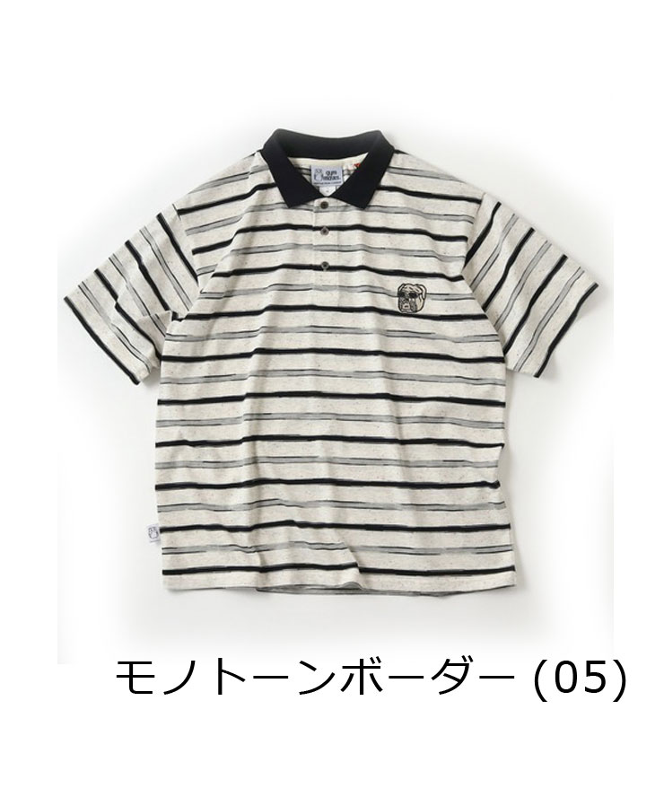 gym master ジムマスター ブルドック刺繍 ボーダー ポロシャツ ヘンリーネック 半袖 大きいサイズ G521742 | gym master | 01