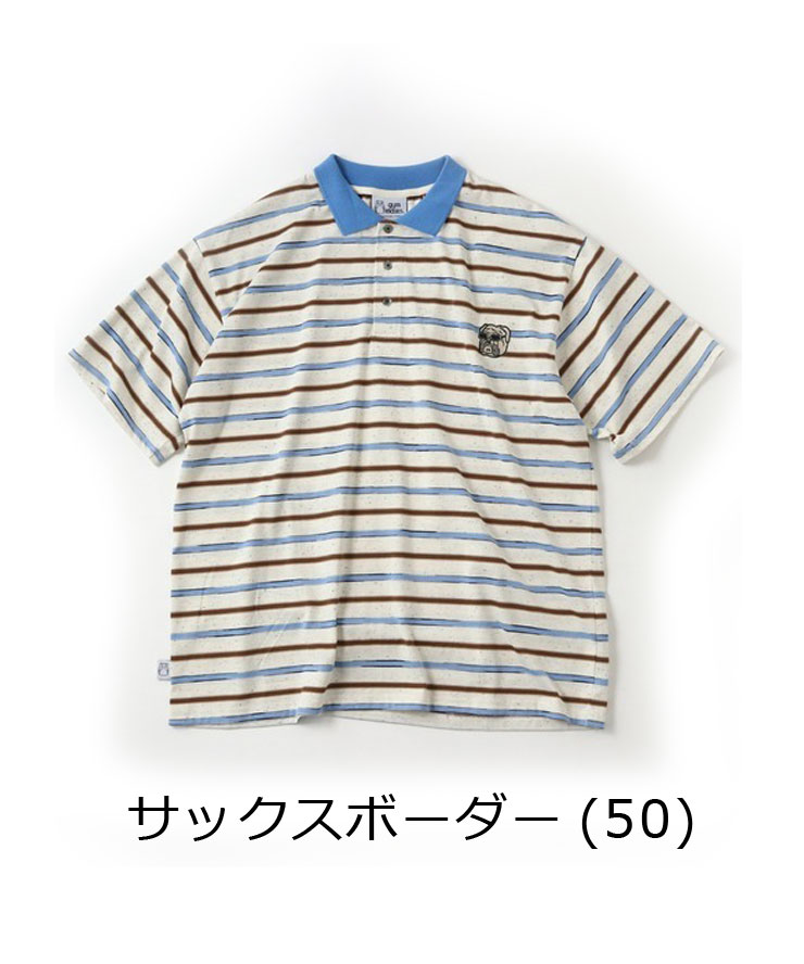 gym master ジムマスター ブルドック刺繍 ボーダー ポロシャツ ヘンリーネック 半袖 大きいサイズ G521742 | gym master | 03