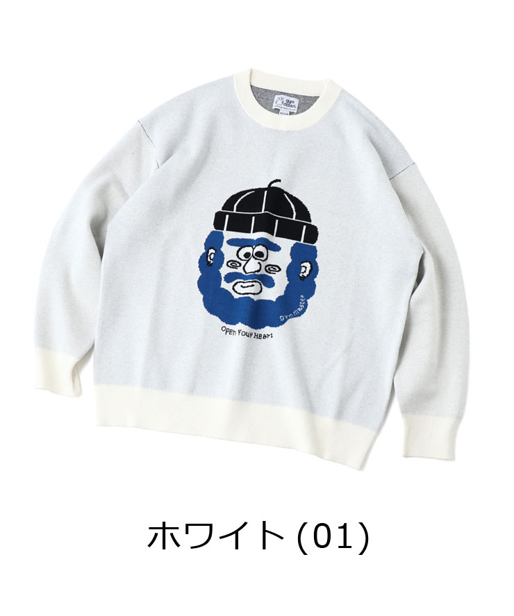 gym master ジムマスター ジャガードニットOpenYourHeartクルーネック G621793 メンズ 大きいサイズ レディース ニット セーター | gym master | 01