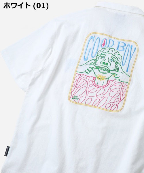 gym master ジムマスター シャツ メンズ 半袖 夏用 GOOD BOY 刺繍 オープンカラーシャツ 軽い 涼しい カジュアル G721747 | gym master | 01