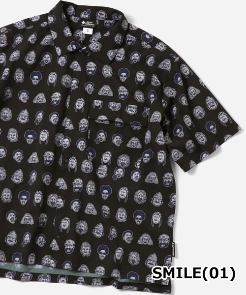 gym master ジムマスター 半袖シャツ メンズ UL-GRID ハッピーペイント 総柄シャツ 軽量 アウトドア キャンプ 春夏 G733734 | gym master | 01