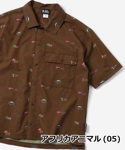 gym master ジムマスター 半袖シャツ メンズ UL-GRID ハッピーペイント 総柄シャツ 軽量 アウトドア キャンプ 春夏 G733734 | gym master | 05