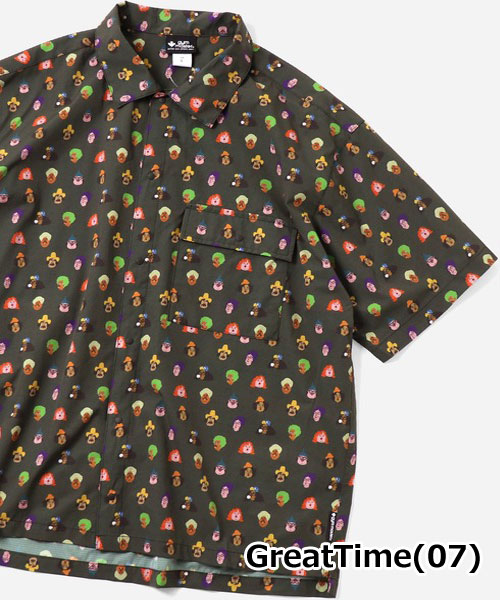 gym master ジムマスター 半袖シャツ メンズ UL-GRID ハッピーペイント 総柄シャツ 軽量 アウトドア キャンプ 春夏 G733734 | gym master | 07