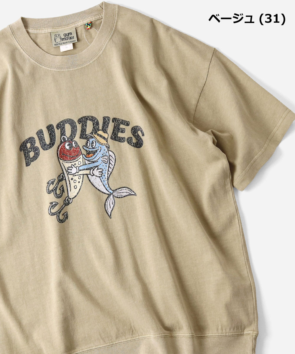 gym master ジムマスター 6.2oz ピグメント BUDDIES ビッグTee G733788 半袖 Tシャツ ビッグTシャツ オーバーサイズ ピグメント加工 プリントTシャツ アウトドア | gym master | 03
