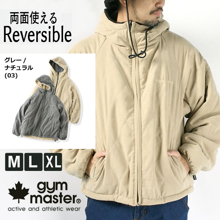 ジムマスター アウター gym master キルト ボア リバーシブル フード ジャケット G921624 ボア コート 防寒 | gym master | 04