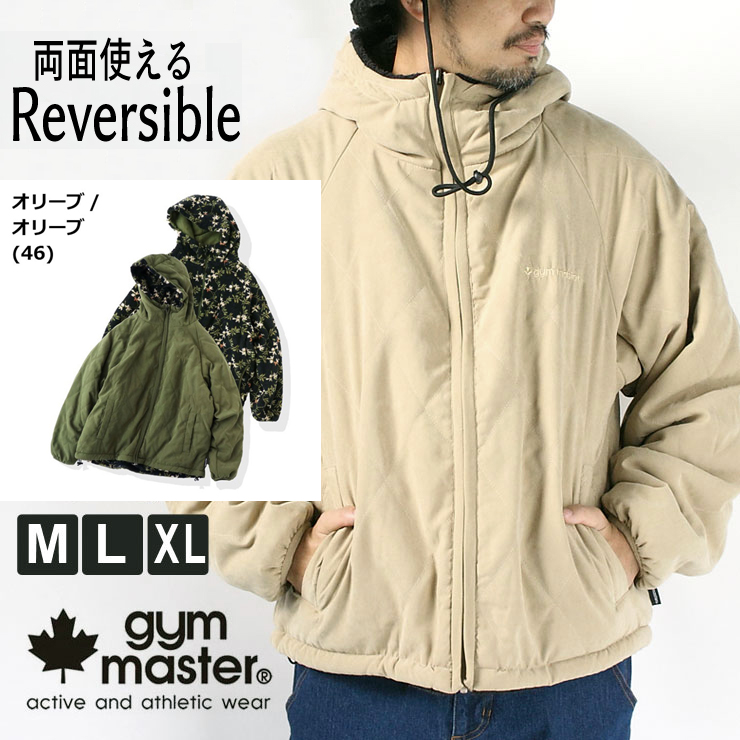 ジムマスター アウター gym master キルト ボア リバーシブル フード ジャケット G921624 ボア コート 防寒 | gym master | 02