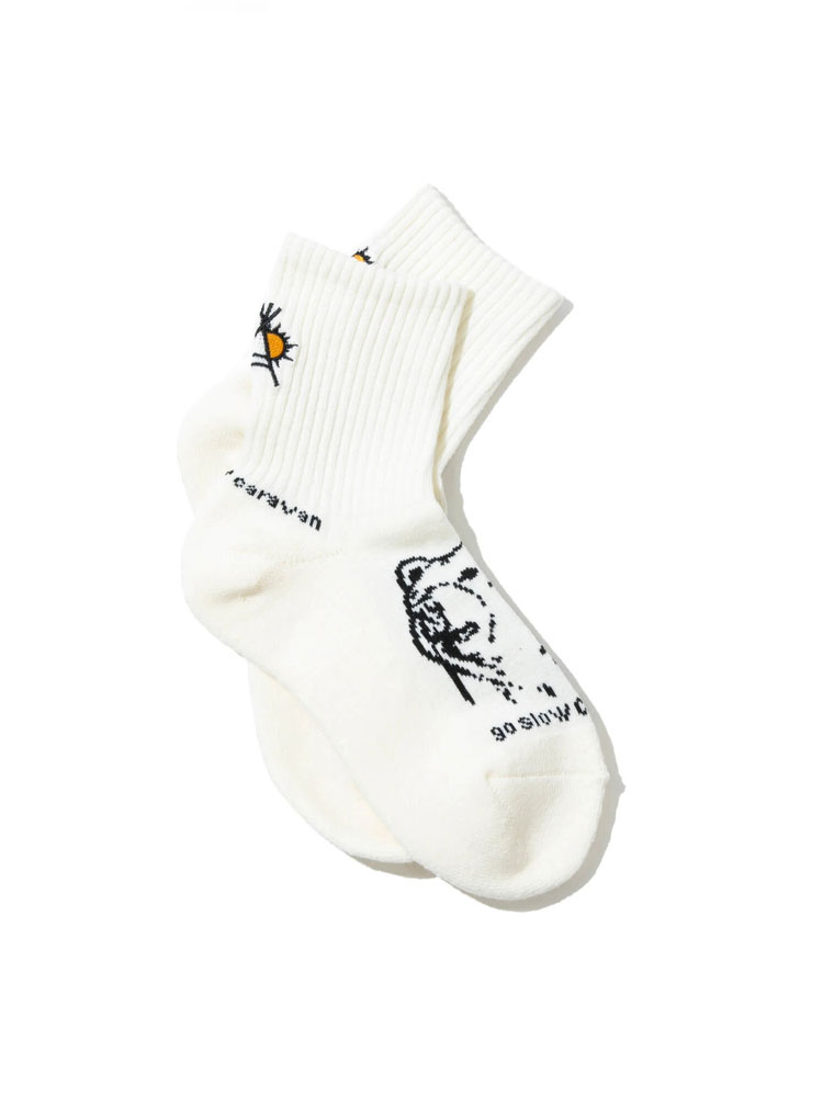go slow caravan ゴースローキャラバン パイルジャガード刺繍クウォーターソックス 322906 | go slow caravan | 01