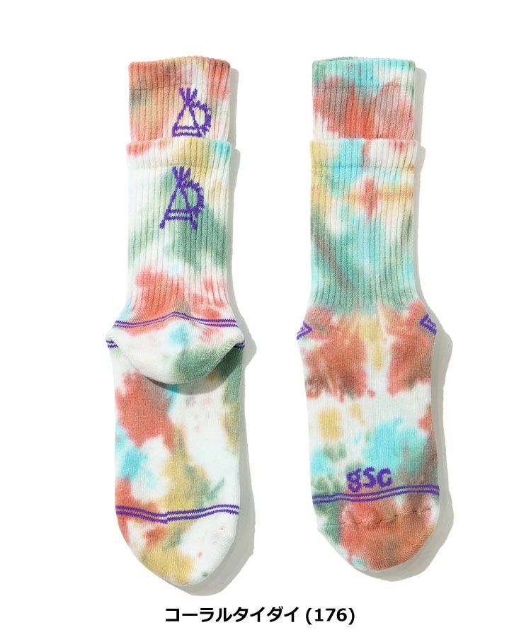 go slow caravan ゴースローキャラバン 靴下 メンズ 春夏 クルーソックス タイダイ ジャガード おしゃれ レイヤードリブ アウトドア 362908 | go slow caravan | 02