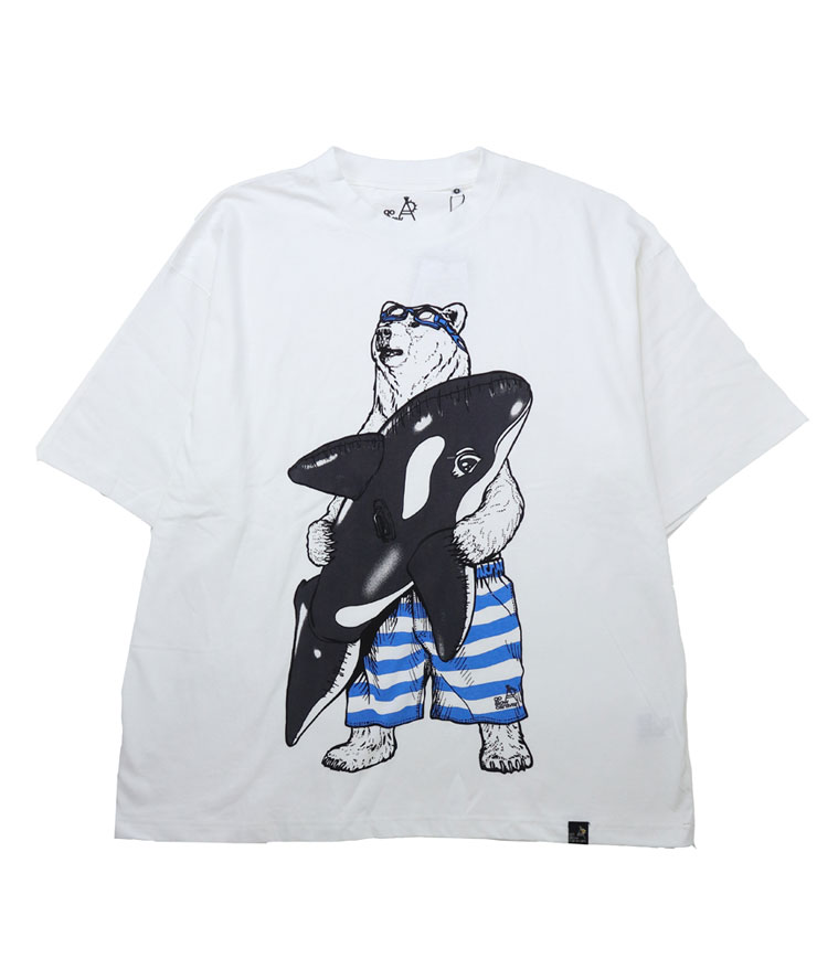 ゴースローキャラバン tシャツ くま メンズ 半袖 go slow caravan USA/C プールクマ BIG TEE 341920 シロクマ Tee メンズ レディース 男女兼用 | go slow caravan | 01