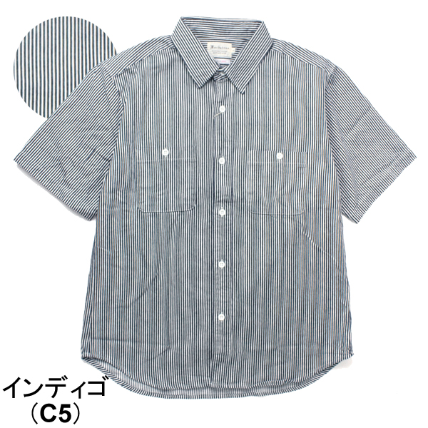 ヒッコリーシャツ メンズ 日本製 半袖シャツ ヒッコリーワークシャツ