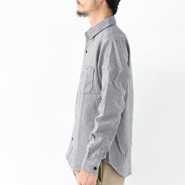マルカワ MARUKAWA 別注 【MRU/エムアールユー】made in JAPAN 国産 ヒッコリーストライプ シャツ 綿100％ ワークシャツ 218-502-0001_01.jpg?basethum=225