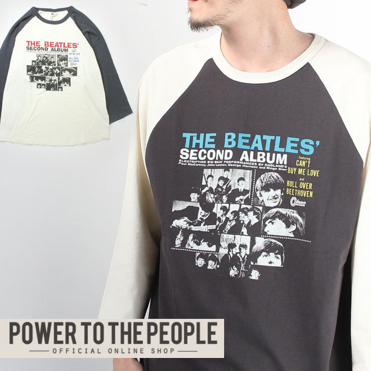 THE BEATLES ラグラン Tee POWER TO THE PEOPLE ビートルズ