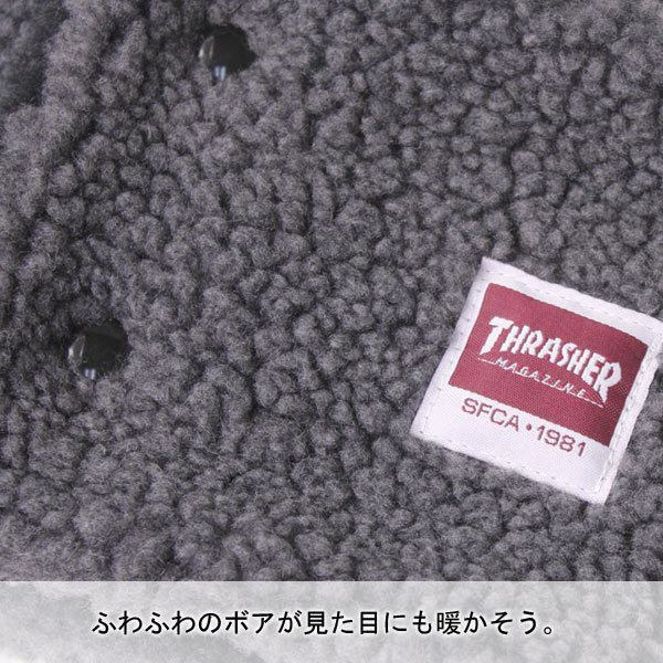 ネックウォーマー メンズ おしゃれ ブランド レディース 冬 秋冬 THRASHER スラッシャー マグレーベル 前開きボアネックウォーマー 21TH-K55 防寒 スノボ バイク ゴルフ 防風 ランニング スポーツ 釣り ゴルフ