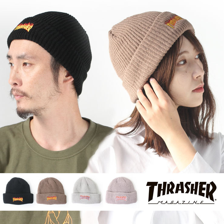 ニット帽 スラッシャー THRASHER フレームロゴ ビーニー 帽子