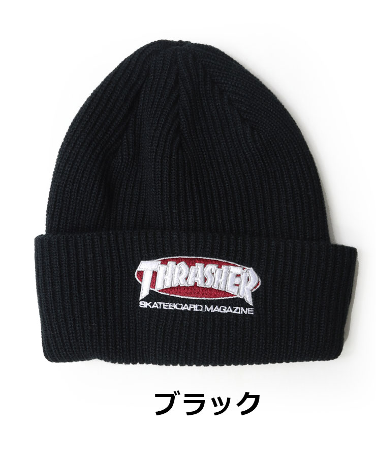 THRASHER スラッシャー キッズ  OVAL MAG アクリルビーニー 22TH-N52K 子供 帽子 ニット帽 男の子 女の子 秋 冬 秋冬 | THRASHER | 01