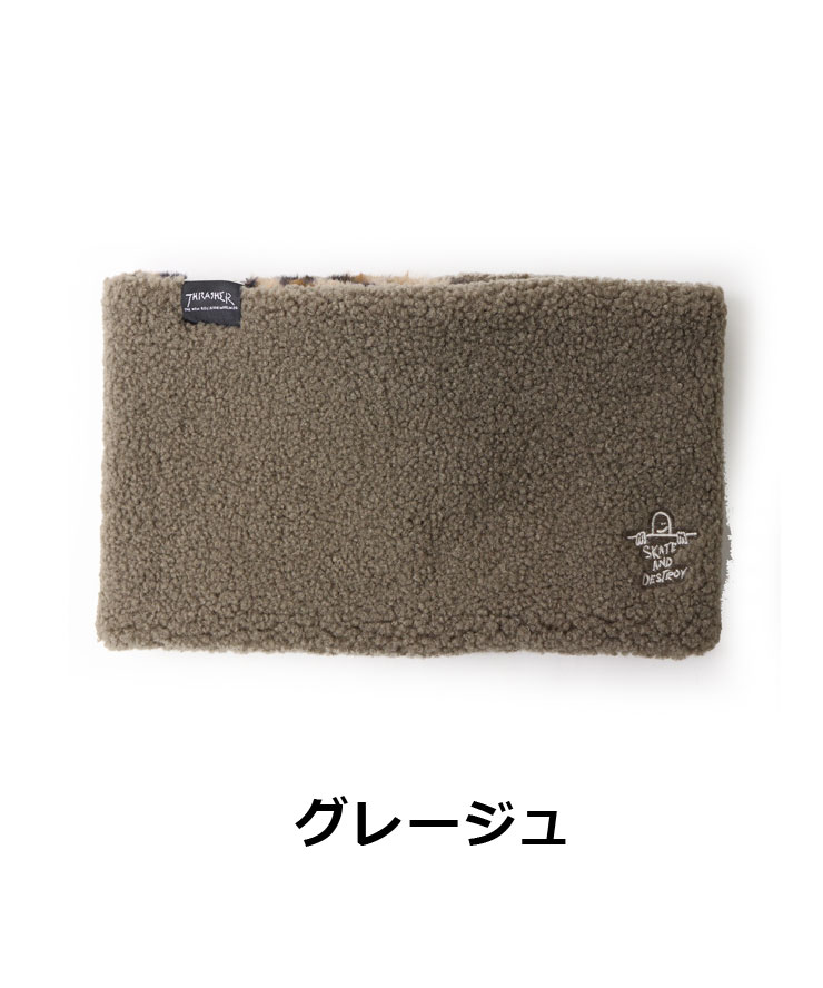 THRASHER スラッシャー ボア×レオパード リバーシブルネックウォーマー 24TH-K50  防寒 スノボ バイク ゴルフ おしゃれ マフラー 秋 冬 秋冬 | THRASHER | 03