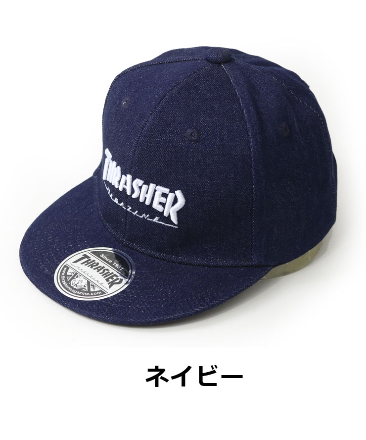 THRASHER スラッシャー キッズ  MAG LOGO デニム平つばキャップ 25TH-C01K 子供 帽子 キャップ 男の子 女の子 秋 冬 秋冬 | THRASHER | 01