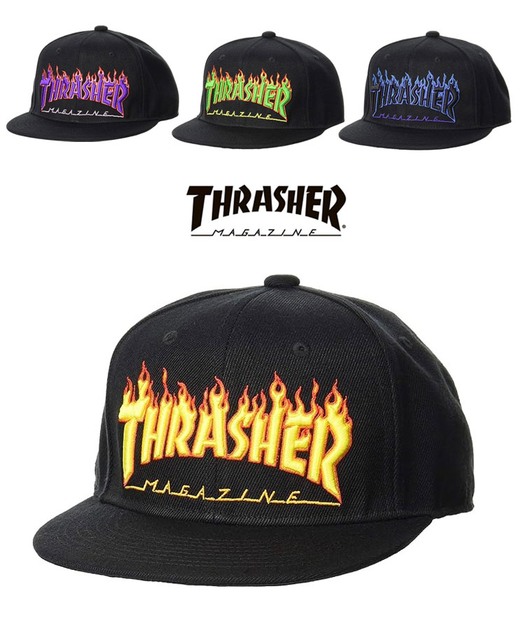 THRASHER（スラッシャー） FLAME LOGO ポリエステルサージ 平つば