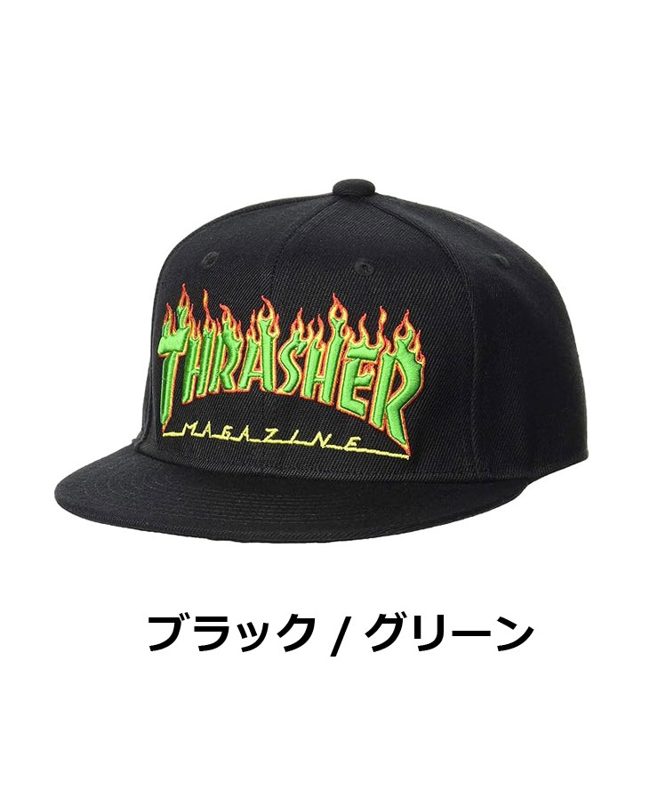 THRASHER スラッシャー FLAME LOGO ポリエステルサージ 平つばキャップ THR-C05 レディース メンズ ブランド 帽子 刺繍キャップ 秋 冬 秋冬 | THRASHER | 02