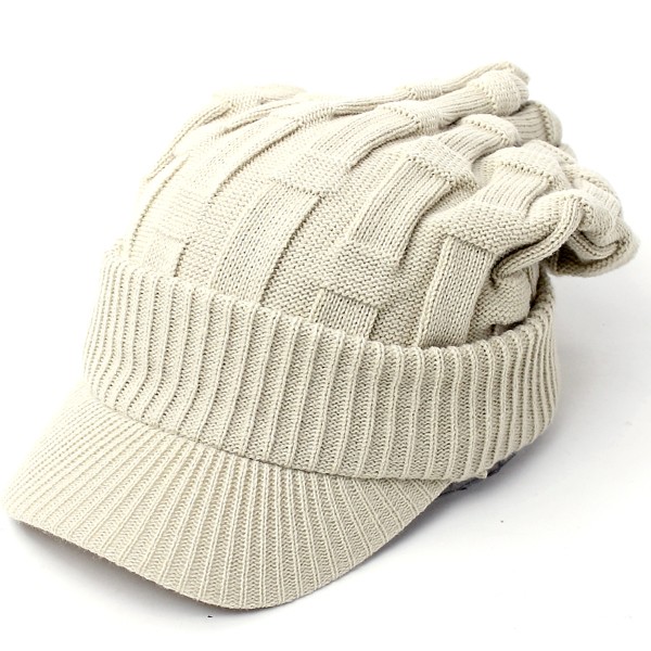 帽子 ニット帽 メンズ 防寒 帽子 ゴルフ つば付きニット帽 アクリル クロス編み  大きいサイズ