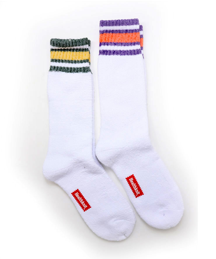 Healthknit ヘルスニット 2P ソックス クルーシンカー 配色ライン 191-3657 靴下 メンズ クルーソックス 2足セット 秋 冬 秋冬 | Healthknit | 01