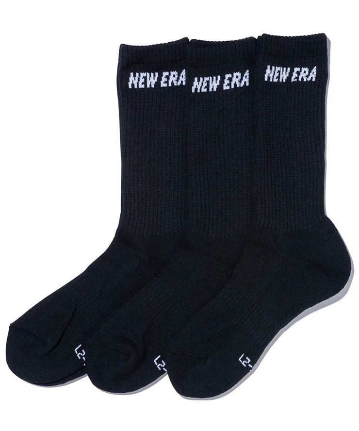NEW ERA ニューエラ ソックス クルー 3ペア ブラック SOCKS CREW 3 PAIRS BLK 14518183 | NEW ERA | 01