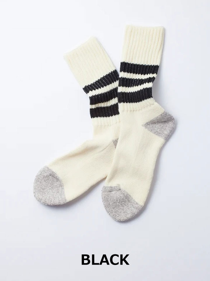 ROTOTO ロトト COARSE RIBBED OLDSCHOOL CREW SOCKS コースリブ オールドスクール クルーソックス R1255 メンズ レディース 靴下 ラインソックス 日本製 | ROTOTO | 01