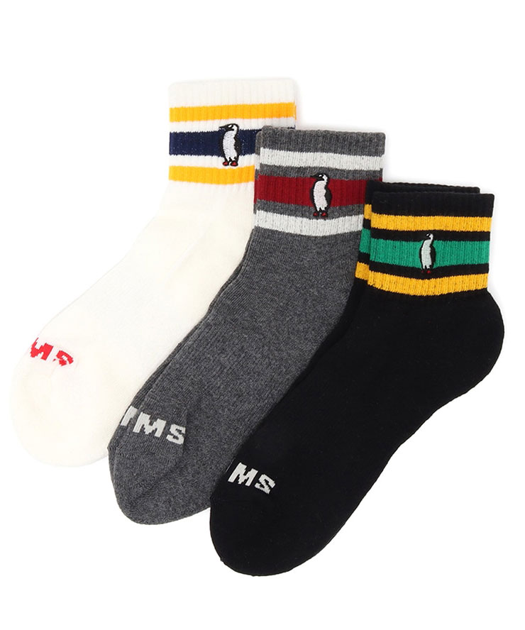 CHUMS 3P Border Crew Socks チャムス 3Pボーダークルーソックス CH06-1131 ３足セット 抗菌防臭 | CHUMS | 01