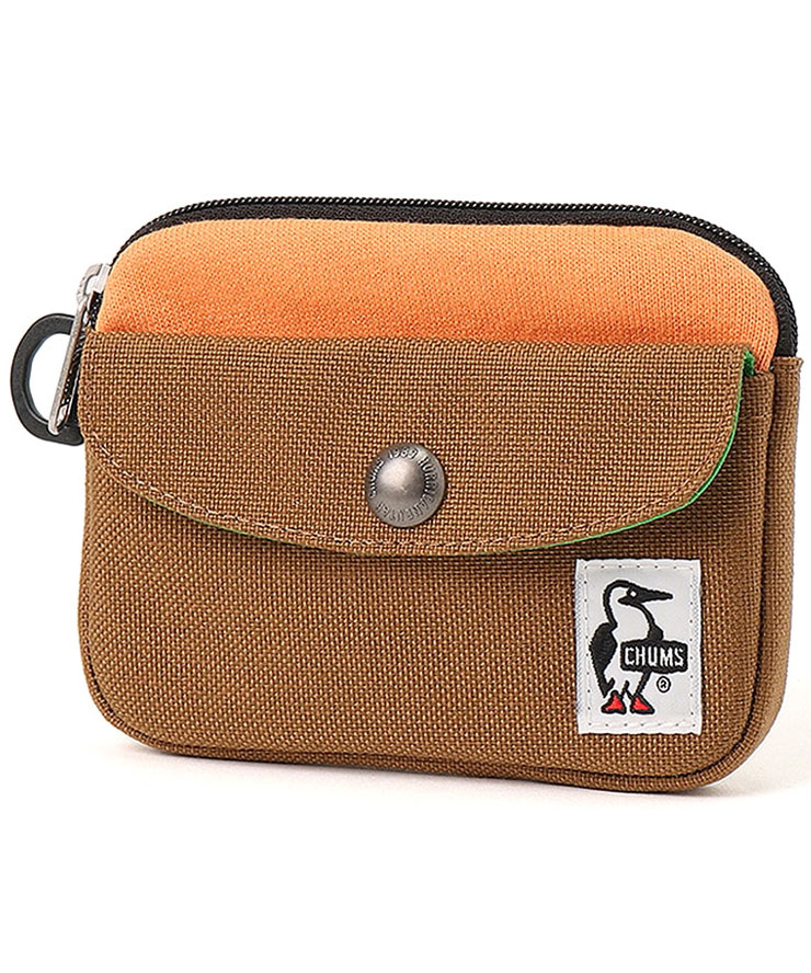 チャムス CHUMS Pocket Size Wallet Sweat Nylon ポケットサイズウォレットスウェットナイロン CH60-3816 Orange/Lt.Brown | CHUMS | 01