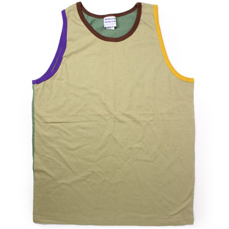 WALLA WALLA SPORT  ワラワラスポーツ パネル リブ タンクトップ ベージュ/パープル/イエロー Mサイズ | WALLA WALLA SPORT | 01