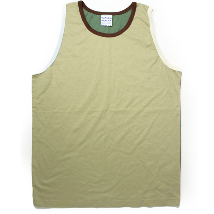 WALLA WALLA SPORT ワラワラスポーツ パネル リブ タンクトップ ベージュ/ナチュラル/グレー Mサイズ | WALLA WALLA SPORT | 01
