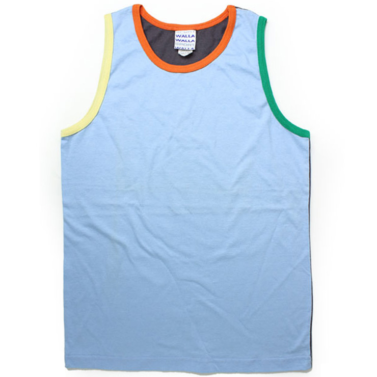 WALLA WALLA SPORT ワラワラスポーツ パネル リブ タンクトップ サックス/グリーン/イエロー Ｓサイズ | WALLA WALLA SPORT | 01
