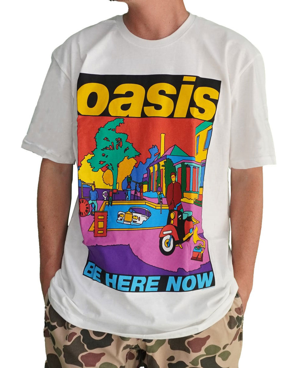 MUSIC TEE ミュージック ティー オアシス BE HERE NOW Tシャツ メンズ レディース Oasis バンドT ロックT オフィシャル 半袖 ホワイト 040437 | protocol | 01