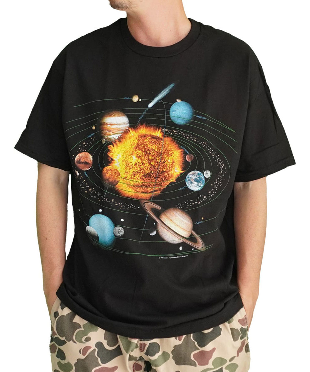 THE PLANETS Tシャツ 宇宙 グラフィック 半袖 ブラック プリントT スペース デザインT メンズ L 040094 | protocol | 01