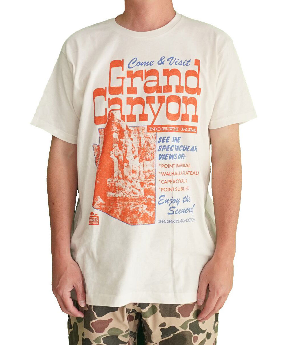 VAR PR NATIONAL PARKS GRAND CANYON TEE｜公式ライセンス ヴィンテージ風 コットンTシャツ ナチュラル メンズL 040138 | protocol | 01