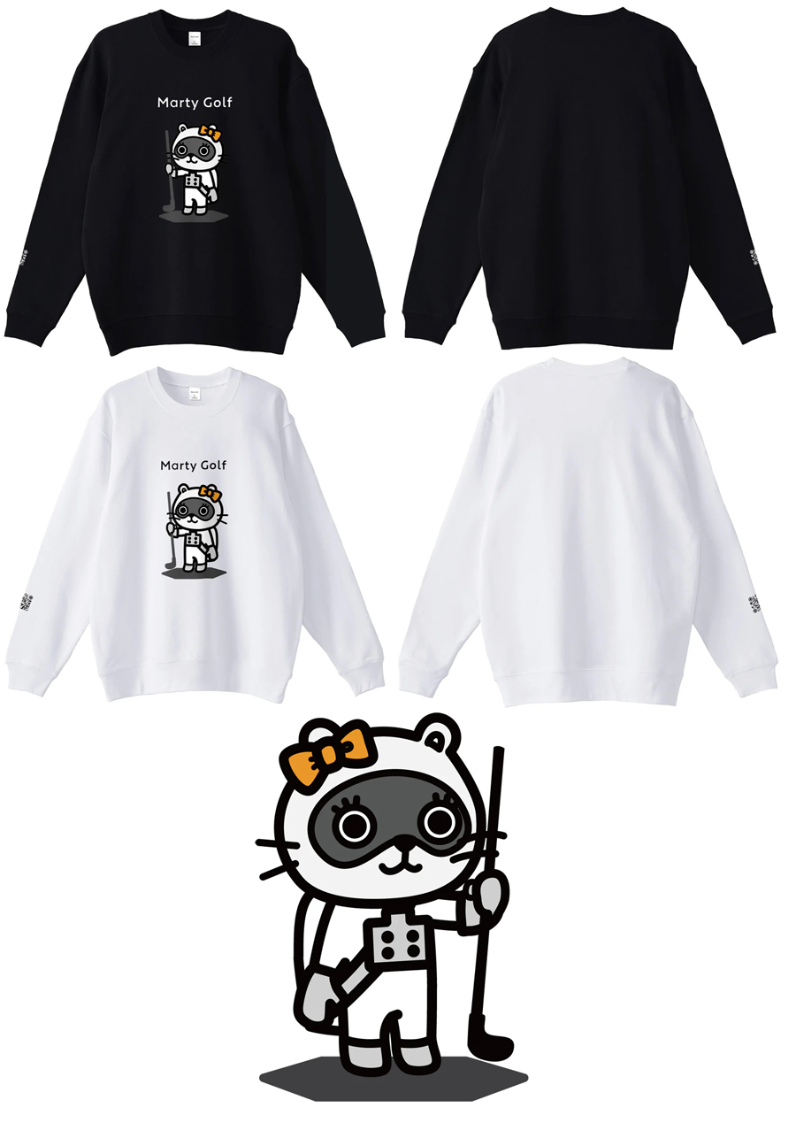 Marty Golf Tanuki Sweat (97) (white/black) / マーティーゴルフ