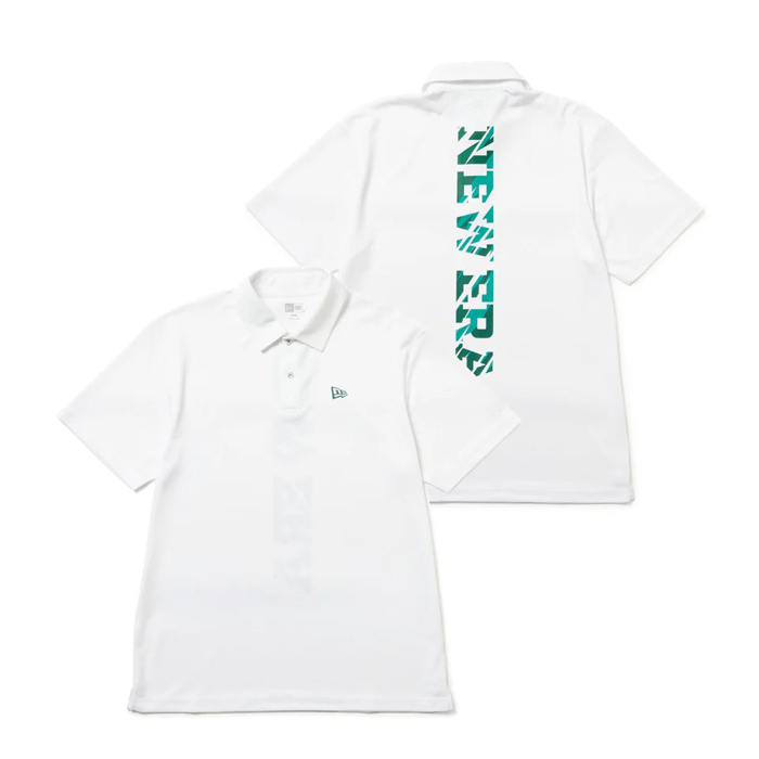 NEW ERA 鹿の子ポロシャツ Vertical Logo ホワイト ゴルフ NEW ERA 【在庫限り】NEW / ニューエラ 半袖 鹿の子 ポロシャツ