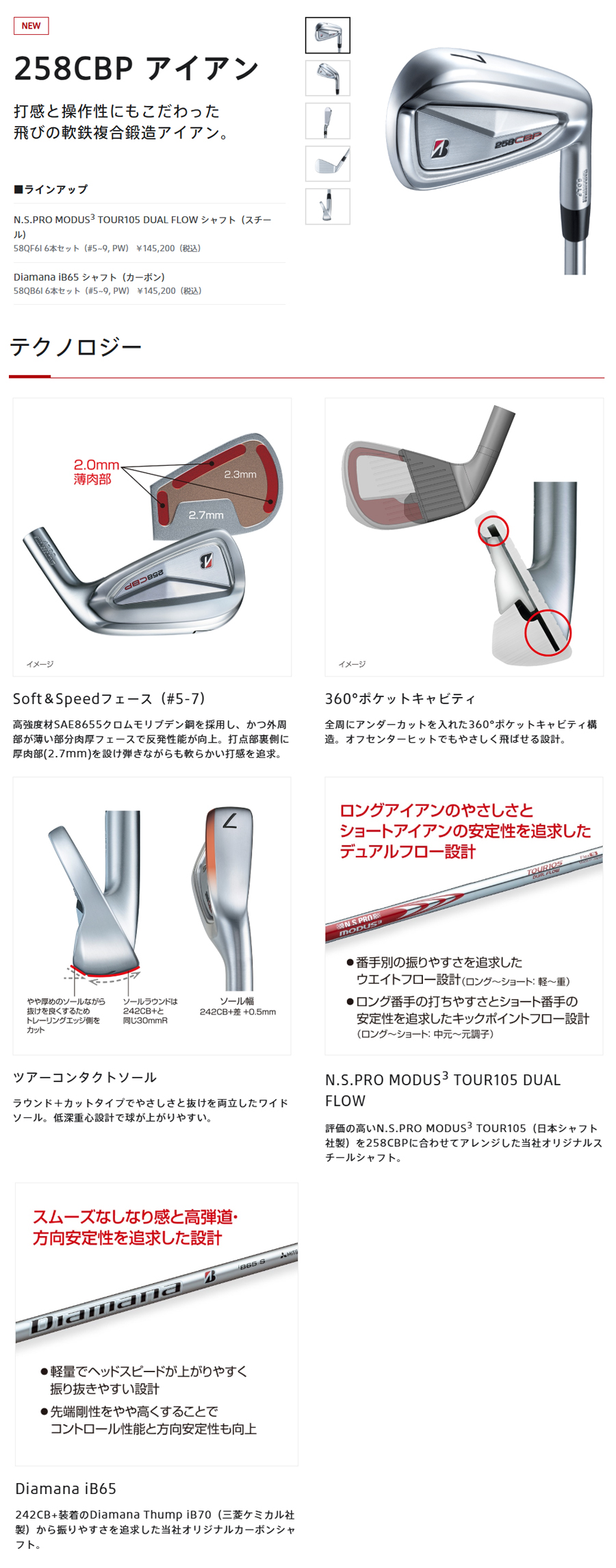 B Series BRIDGESTONE GOLF 258CBP IRON / ブリヂストン