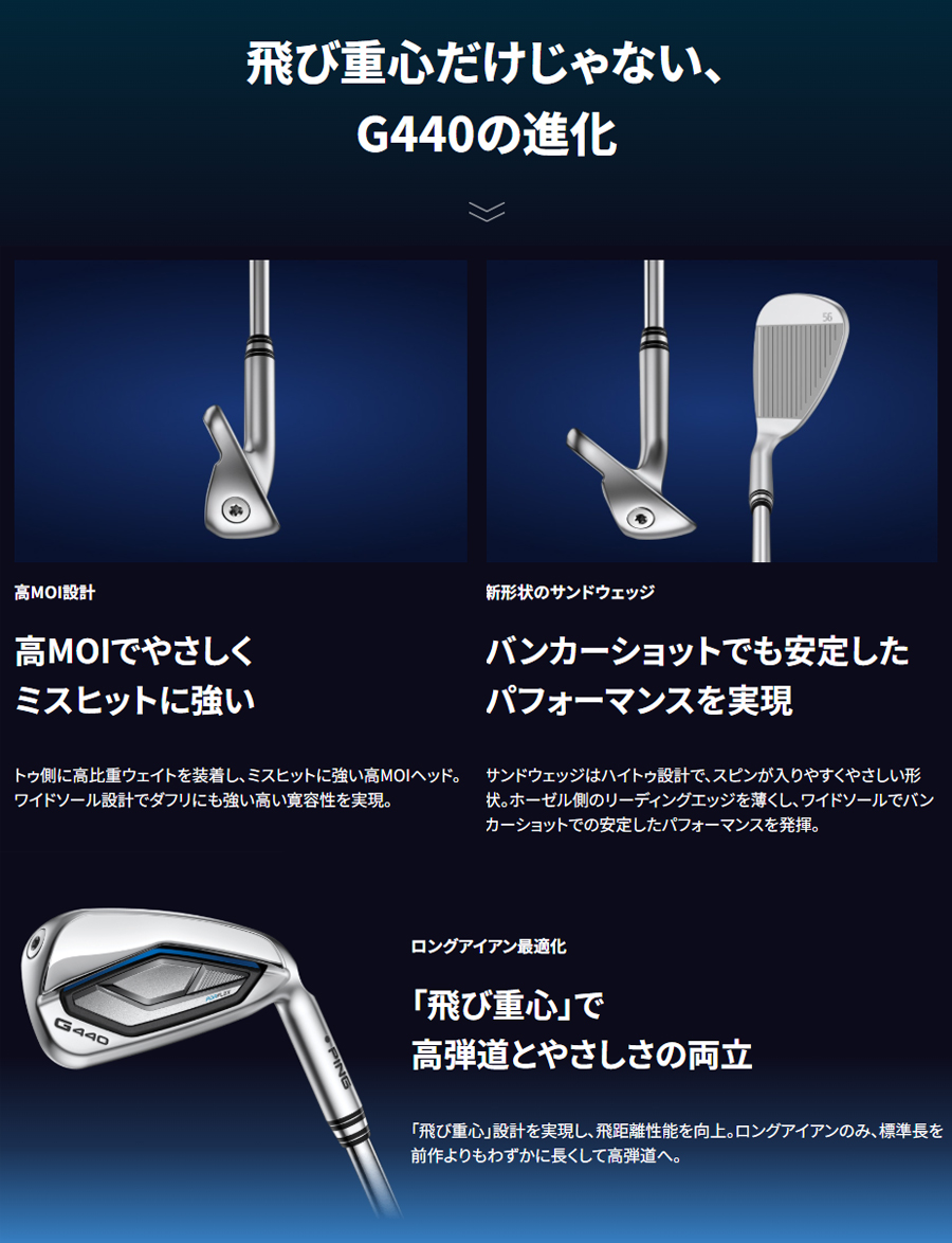 G440 PING IRON LEFT CUSTOM / ピン アイアン 左用 単品(4I-9I,PW,UW