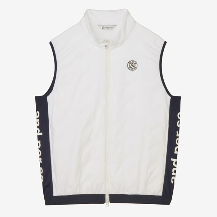 and per se ダウンベスト Lサイズ ホワイト/ネイビー and per se ゴルフ メンズベスト｜メンズウエア｜ゴルフ｜スポーツ