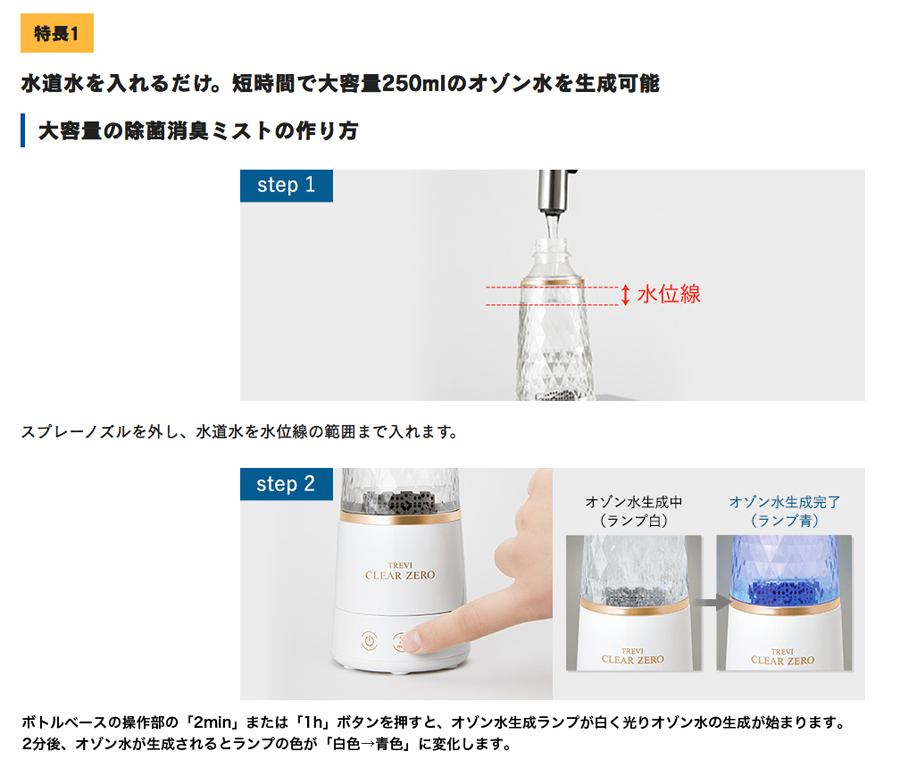 フジ医療器 オゾン生成器 TREVIトレビ CLEAR ZERO FWO-3 楽天市場】フジ医療器 オゾン水生成器 トレビ クリアゼロ TREVI