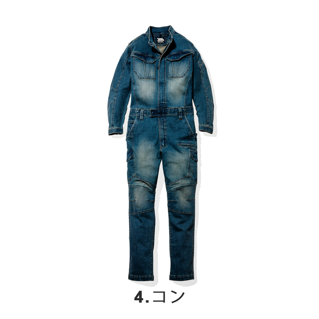 寅壱 デニム ツナギ 長袖 8850-501 5L TORAICHI ストレッチ デニム
