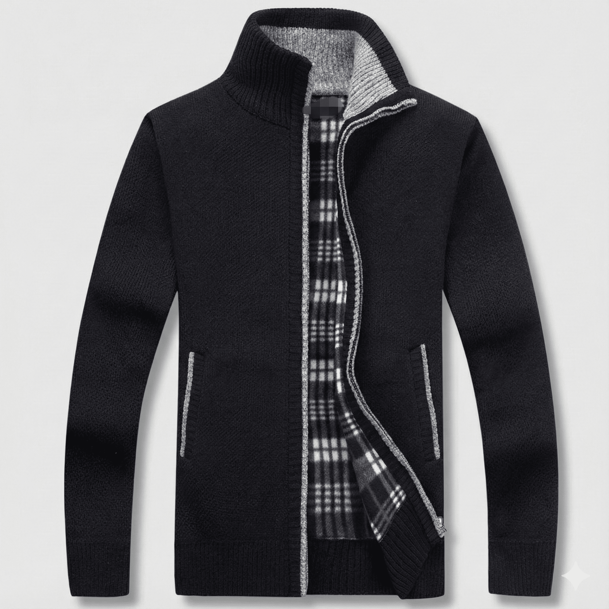 ゴルフジャケット メンズ ゴルフウエア カーディガン ニットセーター 秋冬 冬服 立ち襟 厚手 裹起毛 ボア チェック柄 ニット アウター セーター 春 | ブランド登録なし | 02