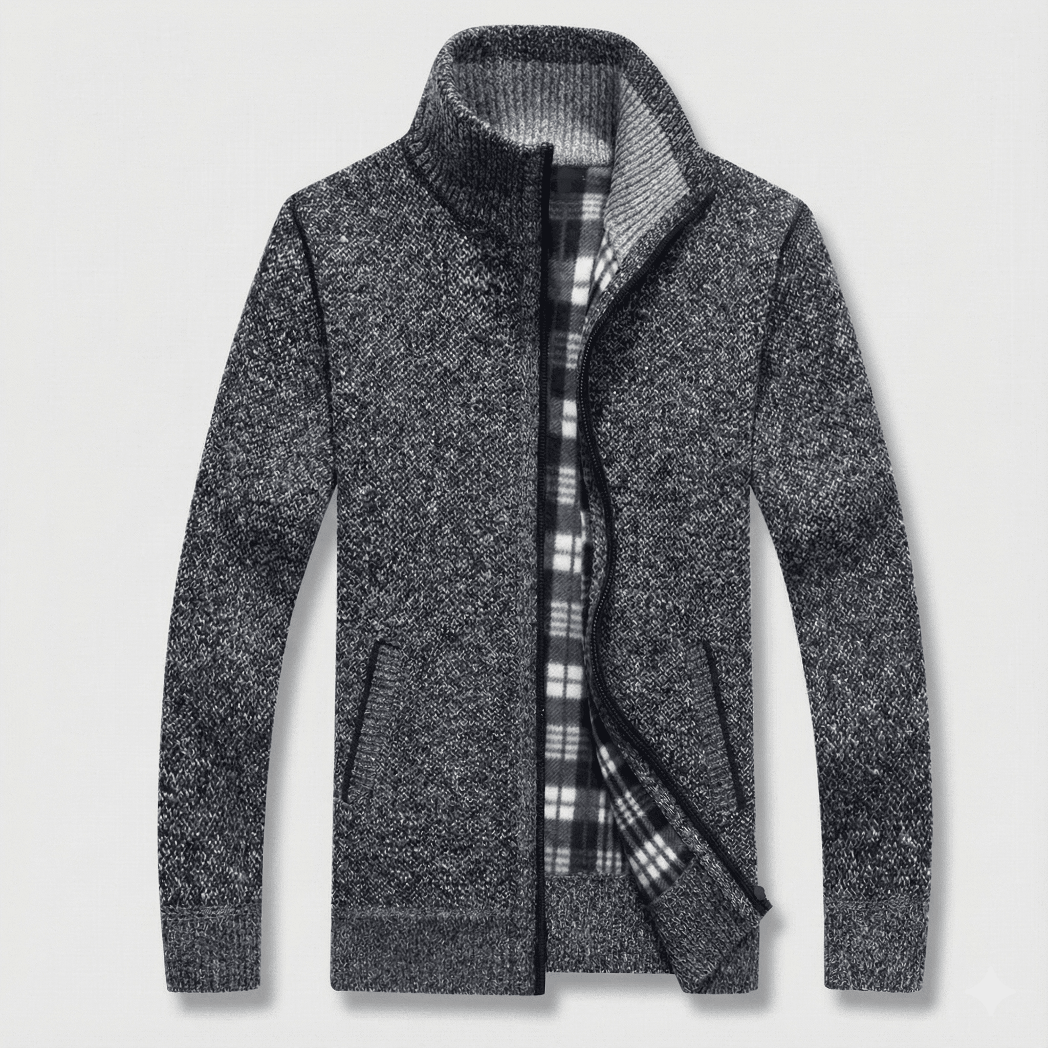 ゴルフジャケット メンズ ゴルフウエア カーディガン ニットセーター 秋冬 冬服 立ち襟 厚手 裹起毛 ボア チェック柄 ニット アウター セーター 春 | ブランド登録なし | 04