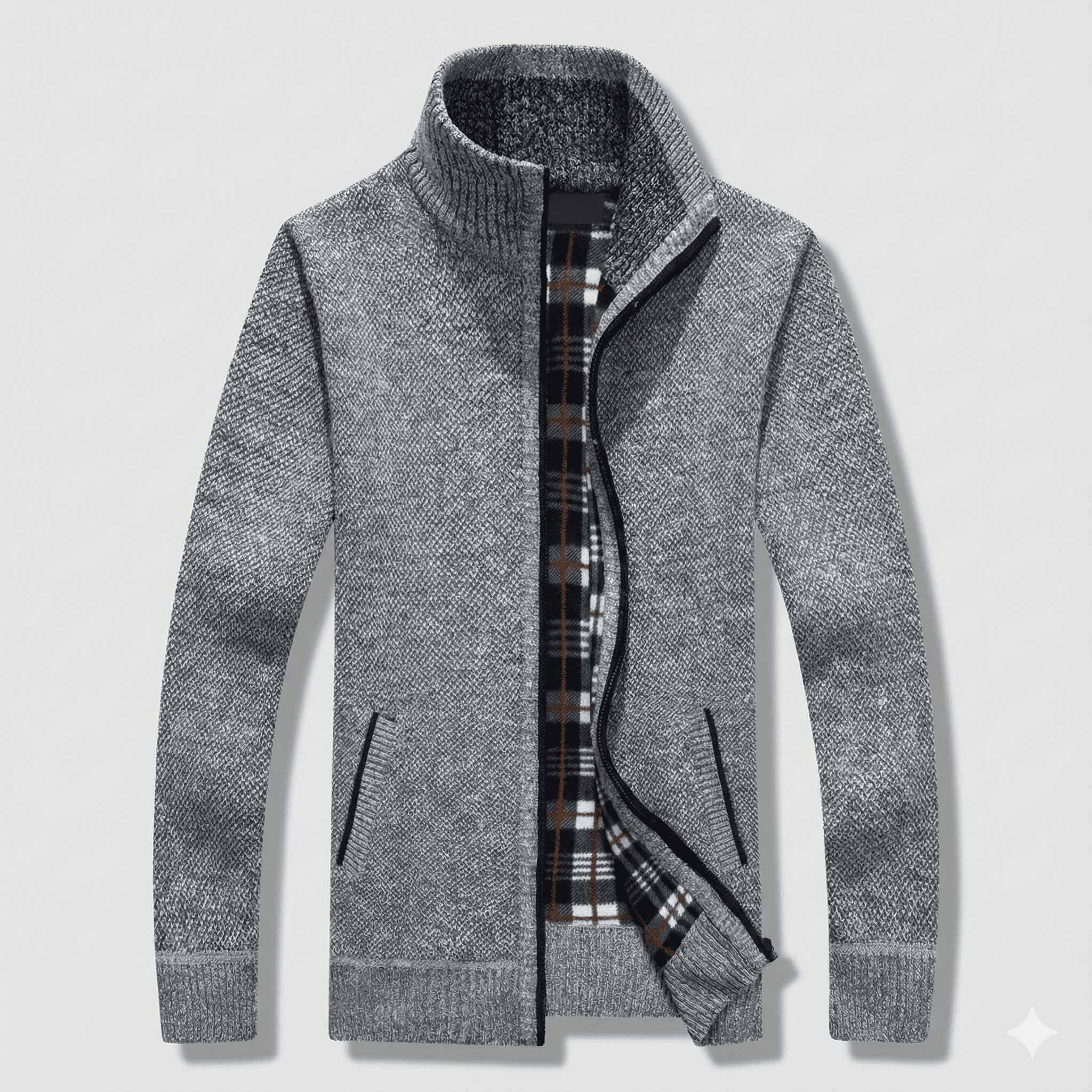 ゴルフジャケット メンズ ゴルフウエア カーディガン ニットセーター 秋冬 冬服 立ち襟 厚手 裹起毛 ボア チェック柄 ニット アウター セーター 春 | ブランド登録なし | 03