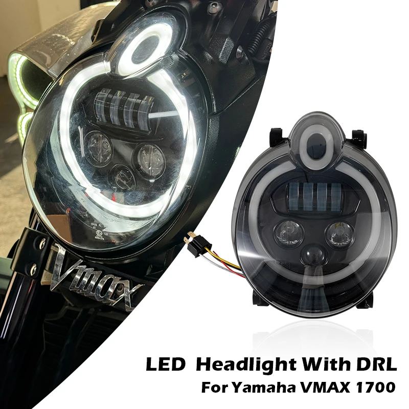 バイク用　LEDヘッドライト VMAX1700 アタッチメント付 並行輸入品ヤマハ VMAX 1700用 DRL付き LEDバイクヘッドライト 人気