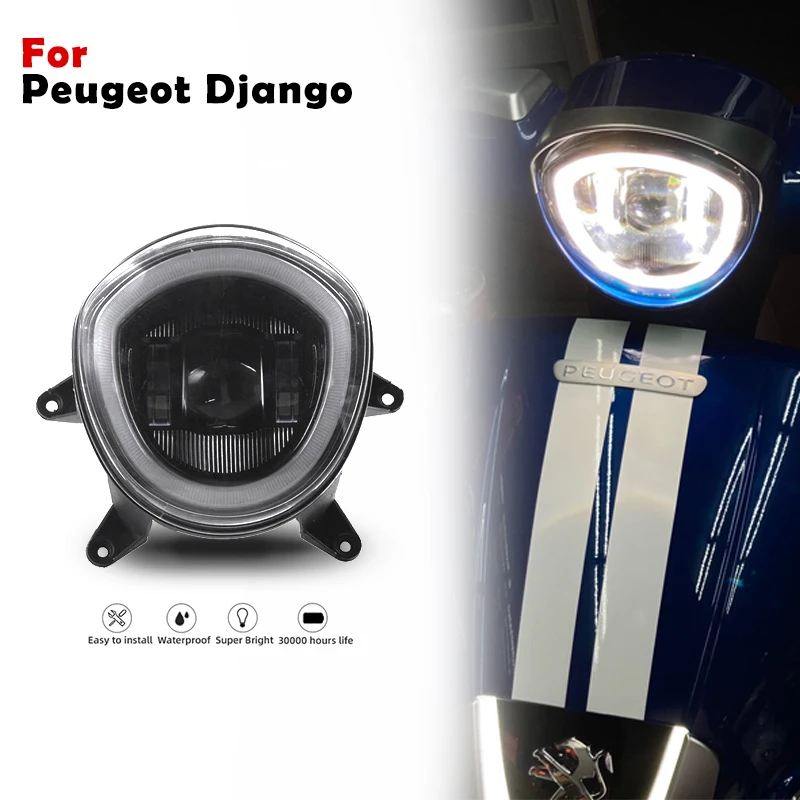 プジョー ジャンゴ125 ヘッドライト&スピードメーター セット 並行輸入品P-EUGEOT DJANGO 125/150用ハロー付きLEDヘッドライト