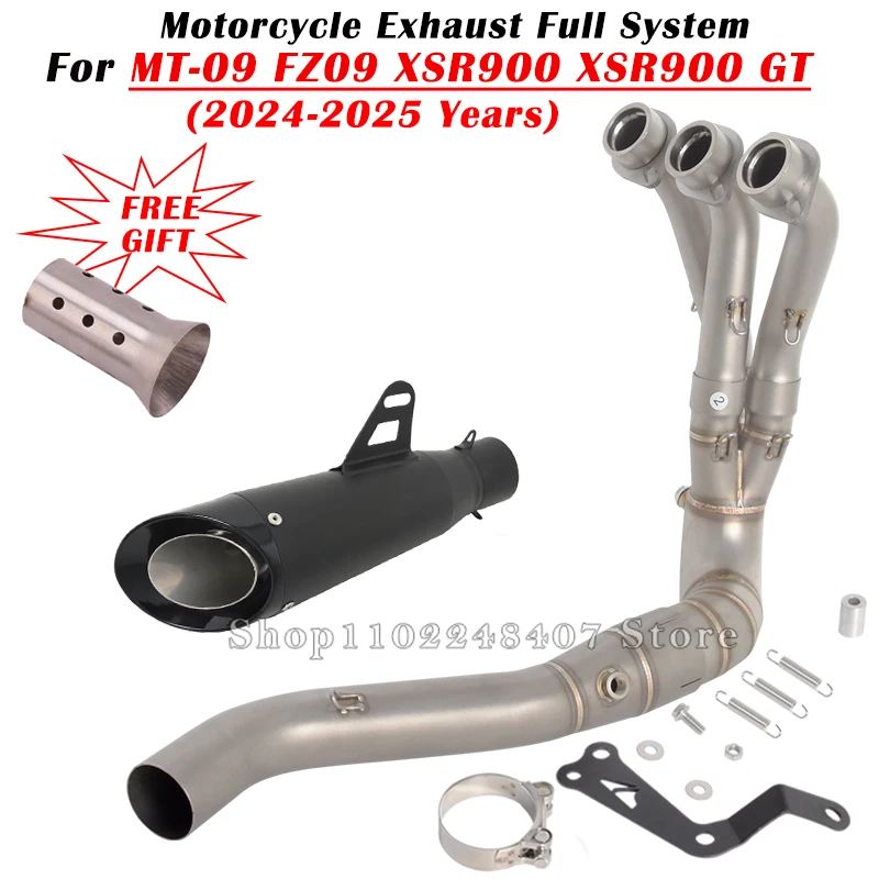 MT09 FZ09 XSR900 51mm ステンレスマフラー 並行輸入品MT-09 FZ09 XSR900 GT 2024 2025用スリップオン オートバイ