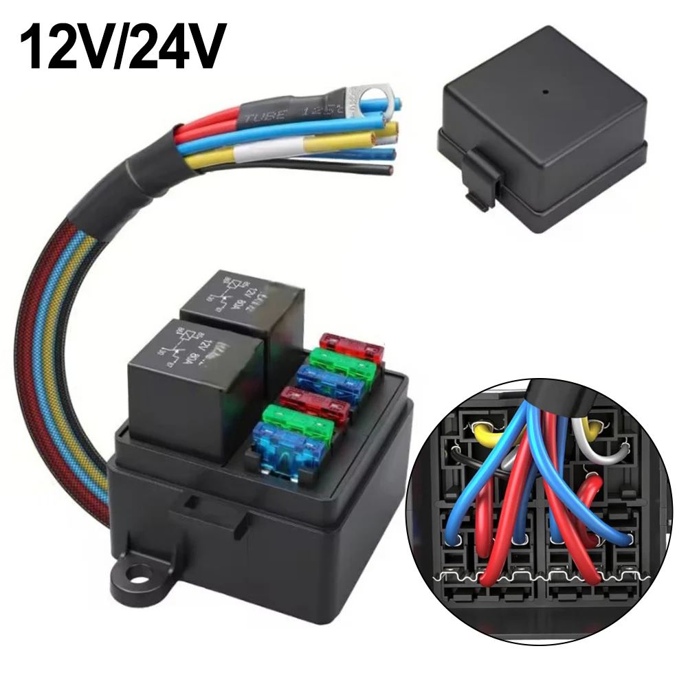 NASA4ピン リレーボックス 並行輸入品12V/24V リレーボックス 4ウェイリレーヒューズボックス 4/5